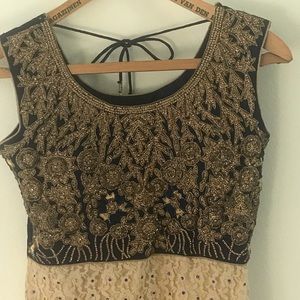 Indian Pakistani Gold and Navy Blue Dress